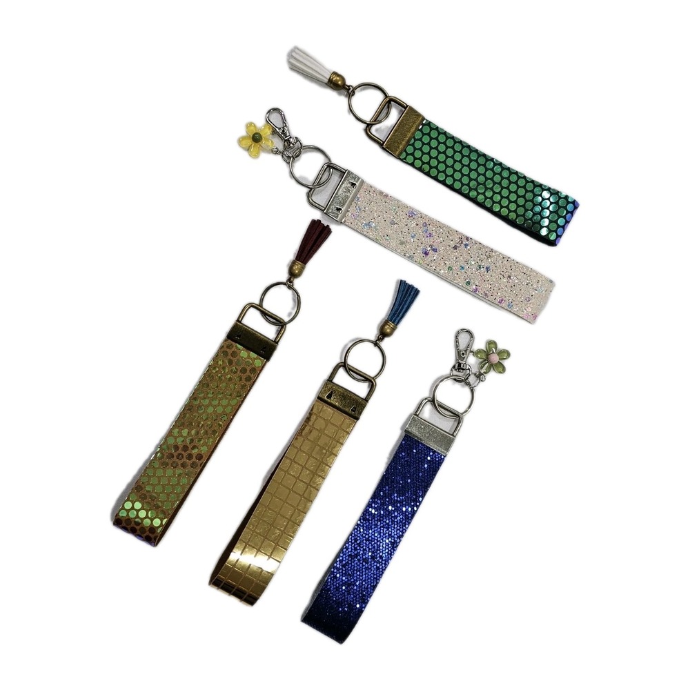 Lot Of 5 Country Blessings Colorful Fun faux leather key fob wristlets Sparkle